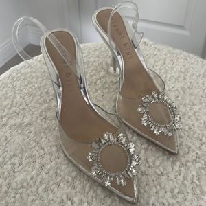 Clear rhinestone heels